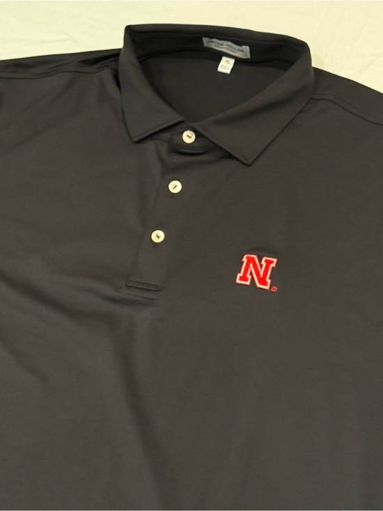 Peter Millar Other - Peter Millar Nebraska Cornhuskers Golf Polo Shirt Mens XL Black Football Crown